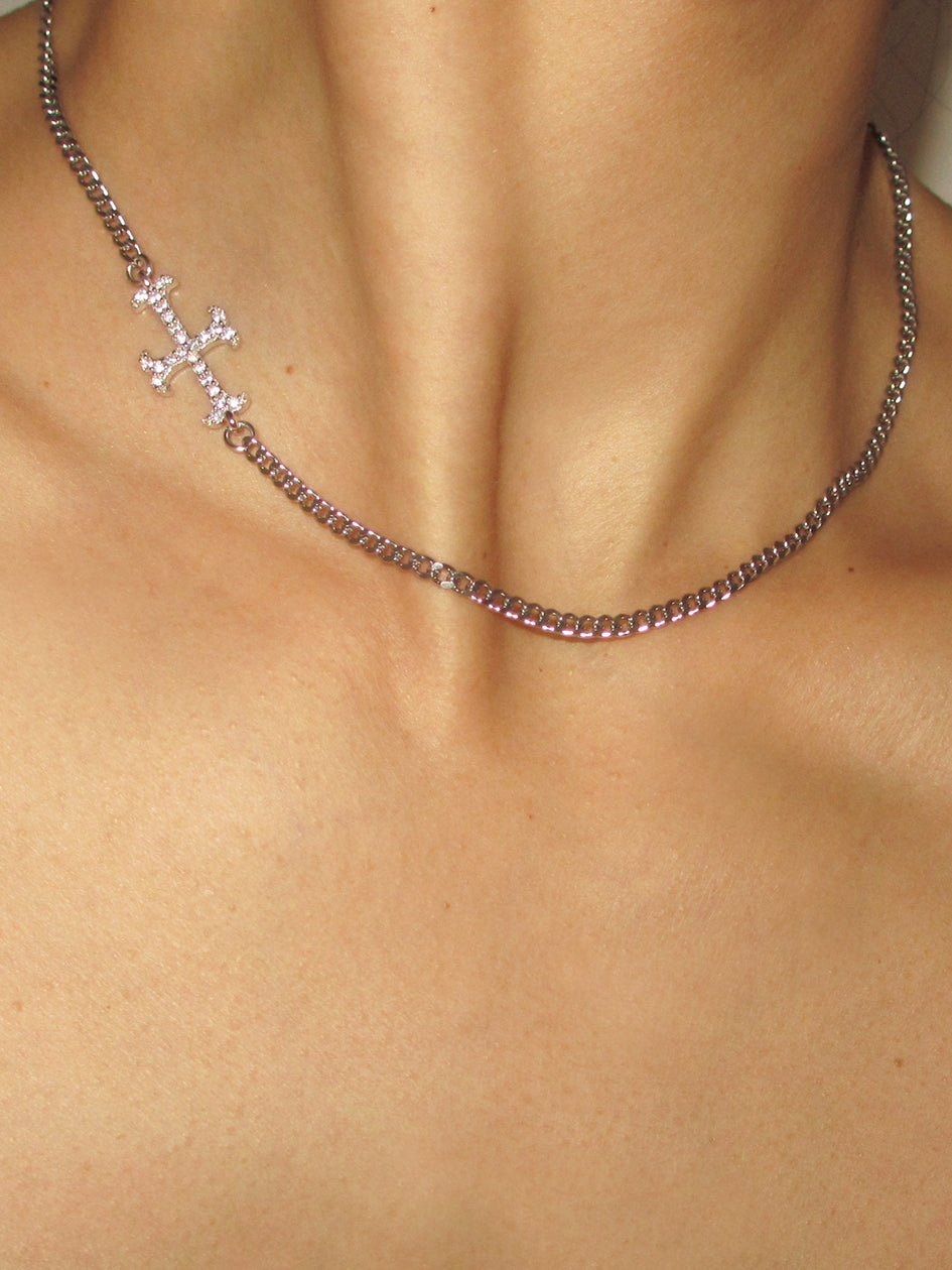 【HYERES LOR】Name rock silver combi necklace M HYERES LOR】Name rock silver necklace M