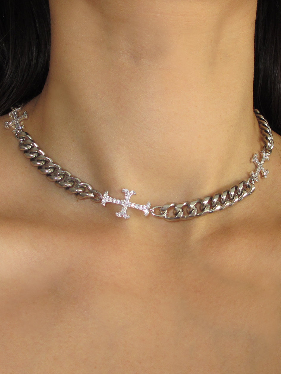 PRE-ORDER: TRIO ADAMAS CROSS CHAIN CHOKER – Rimor Jewelry