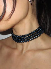 Load image into Gallery viewer, 3 ROW BLACK FRESHWATER PEARL CHOKER