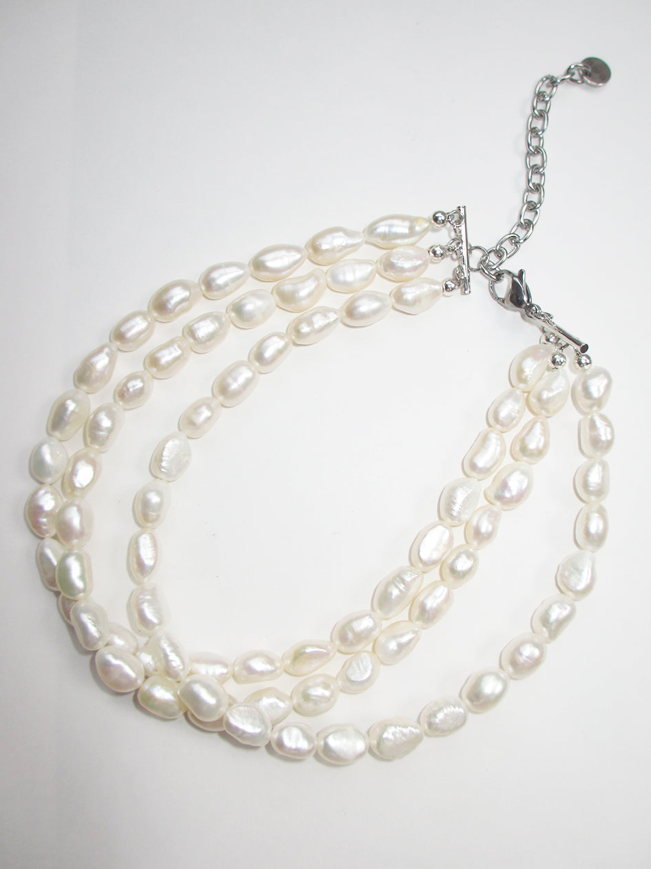 3 ROW BAROQUE FRESHWATER PEARL CHOKER – Rimor Jewelry