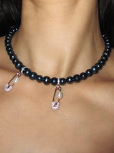 Load image into Gallery viewer, DBL PIN THROUGH MY PEARL BLACK PEARL CHOKER