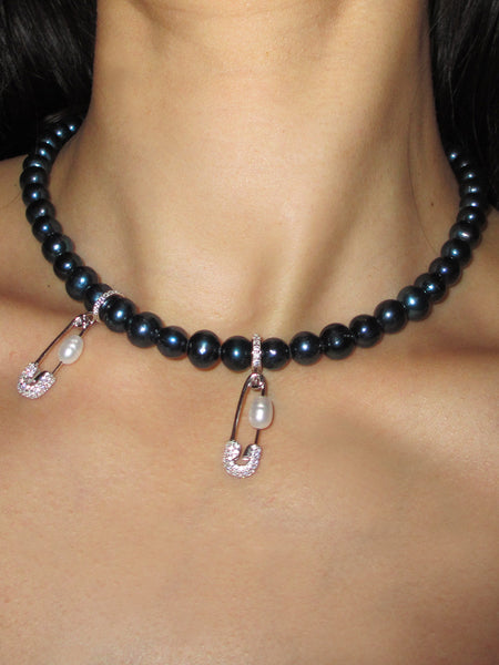 [BLACKMUSE] 925Silver☆Pearl color mix choker Multi Strand Pearl Choker, Wedding Pearl Necklace, Wide