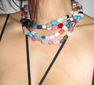 MULTI ROCK NECKLACE #2 16 INCHES