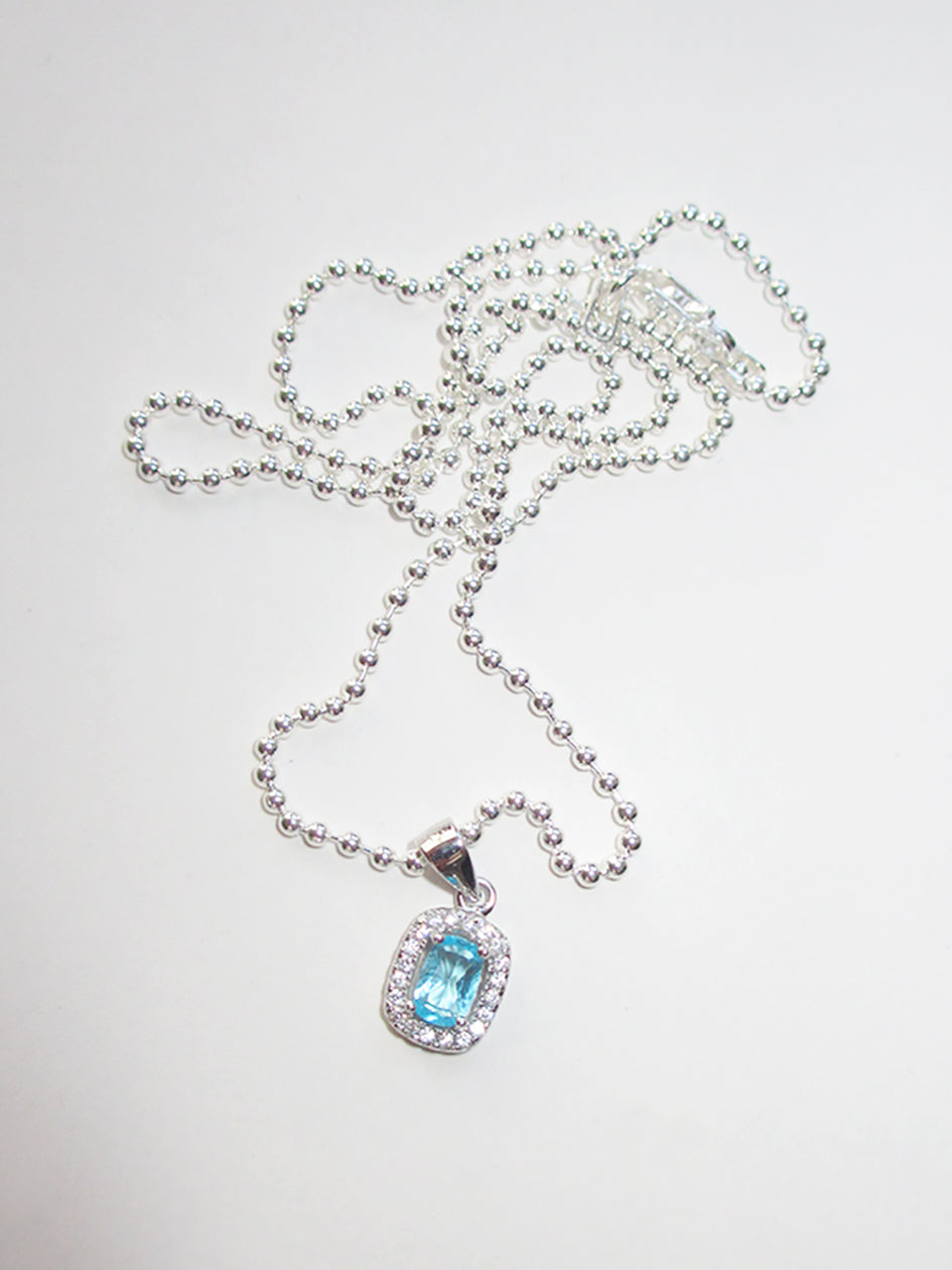 LIGHT BLUE GEM CHAIN NECKLACE 925 Sterling Silver – Rimor Jewelry