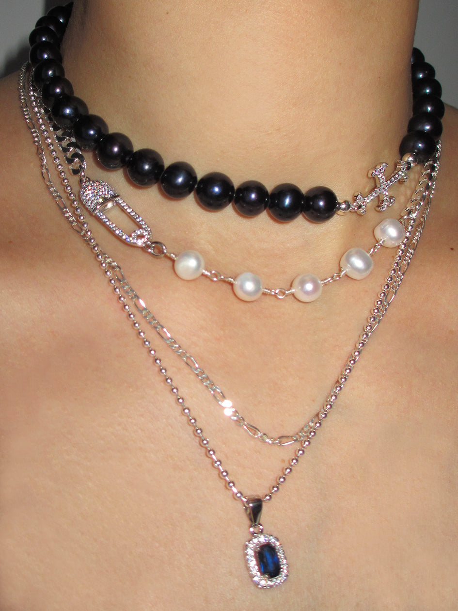 BLACK PEARL ADAMAS CROSS CHOKER – Rimor Jewelry BLACK PEARL ADAMAS CROSS CHOKER – Rimor Jewelry