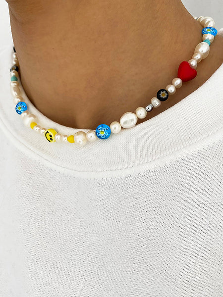 TWENTYONEAUGUST☆[QUEENIE] DAISY SMILEYFACE BEAD CHOKER QUEENIE】 SMILEY DAISY NECKLACE : twentyoneaugust-ww
