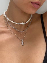 Load image into Gallery viewer, THE PEARLY ADAMAS CROSS CHOKER SILVER