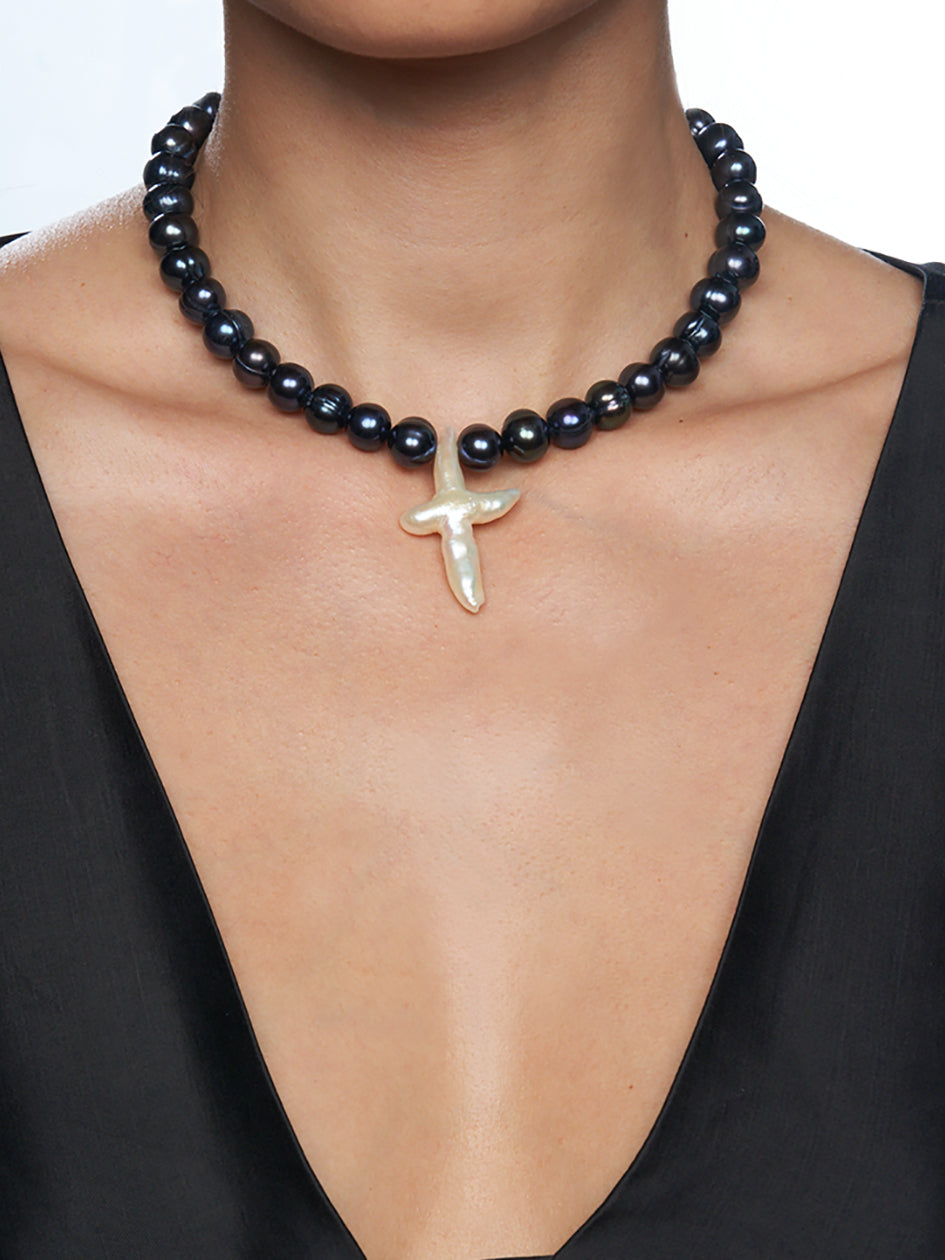 Double Layer Pearl Cross Necklace – Rose Jewelry Store