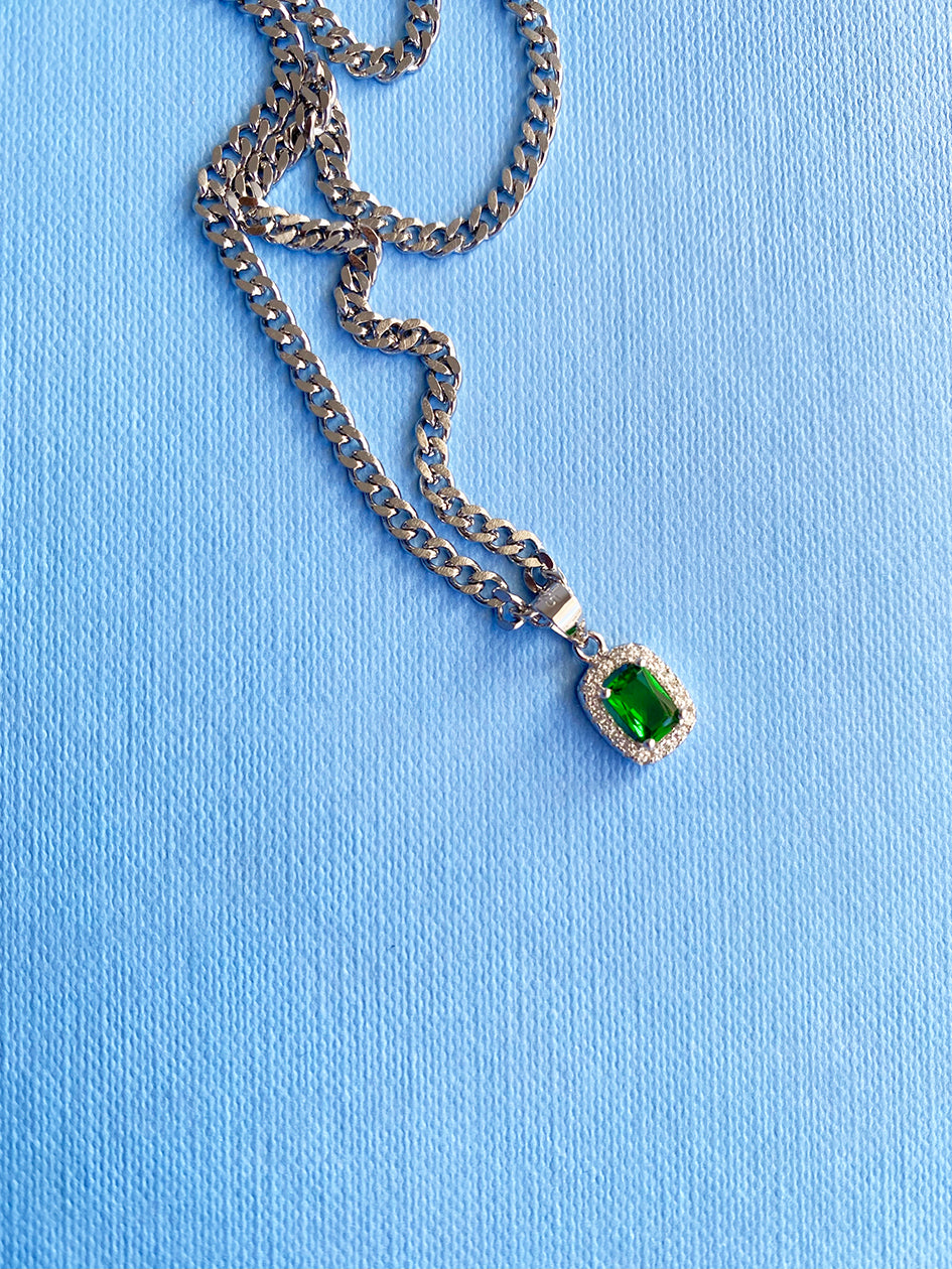 Rhodium Plated American Diamond Necklace Set – Hayagi