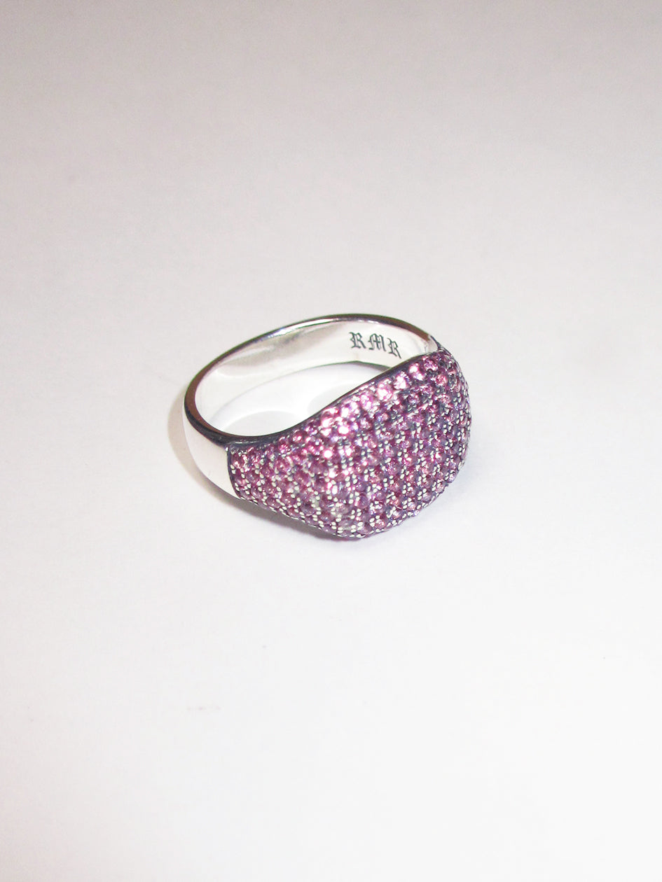 THE PINK ICED OUT SIGNET RING