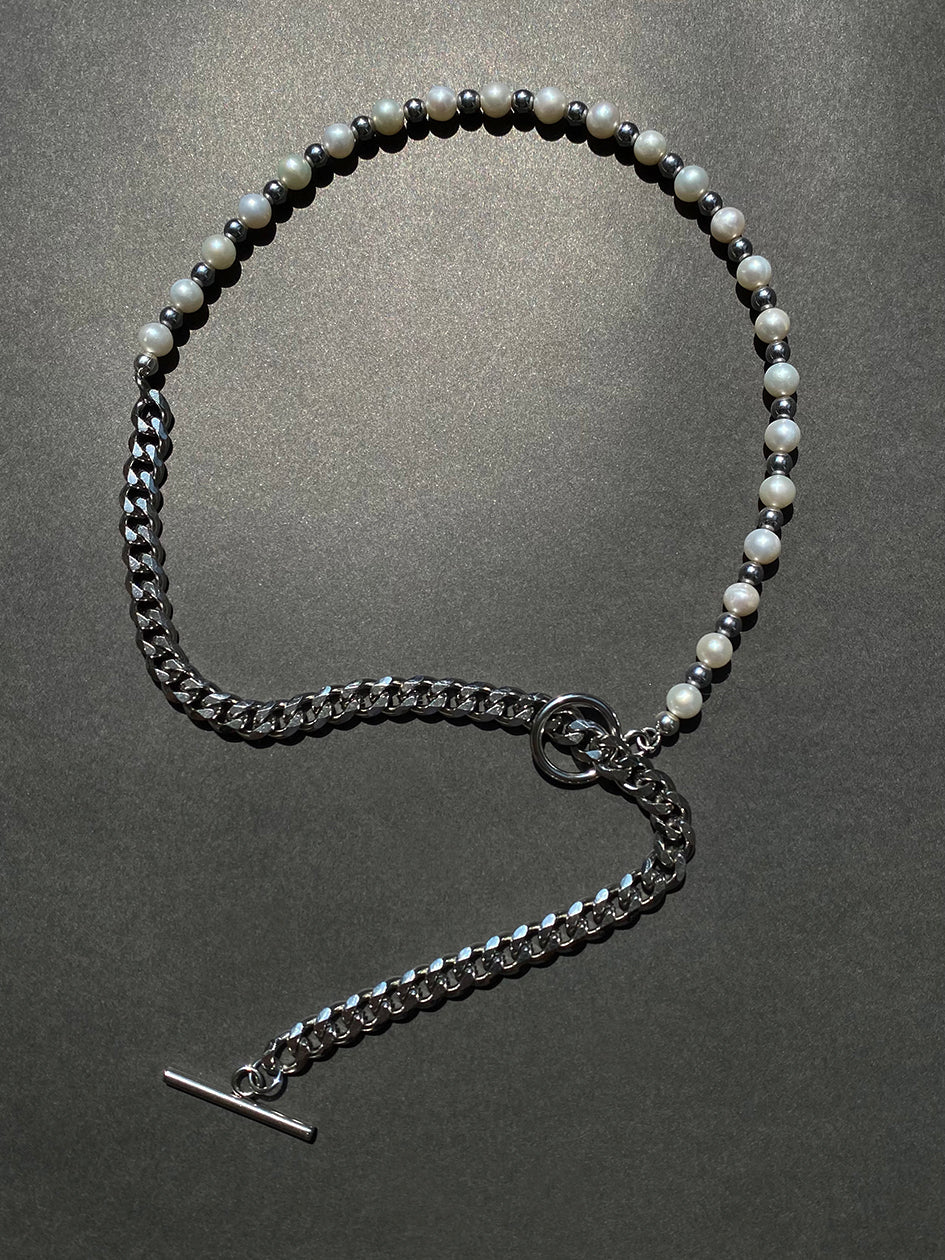 THE HEMATITE PEARL CHAIN NECKLACE