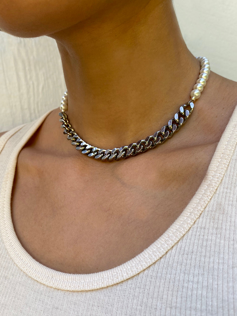 THE PEARLY CHAIN CHOKER SILVER