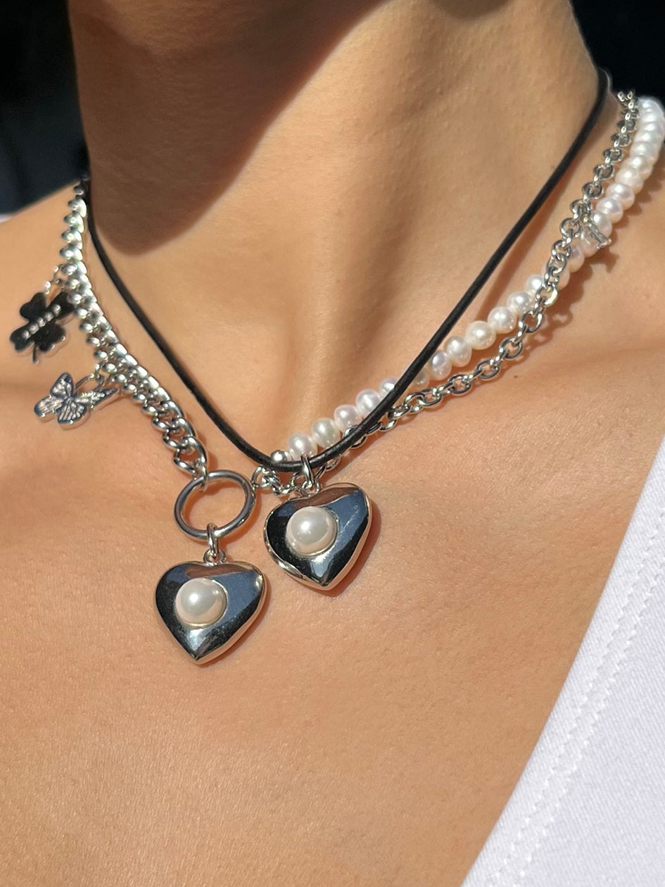 Heart leather deals choker necklaces