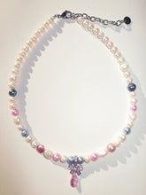 Load image into Gallery viewer, XTRA PINK BOW FRESHWATER PEARL CHOKER