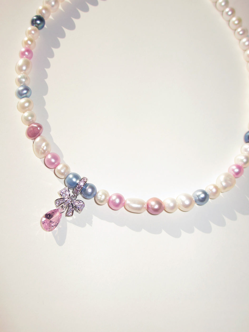 XTRA PINK BOW FRESHWATER PEARL CHOKER – Rimor Jewelry